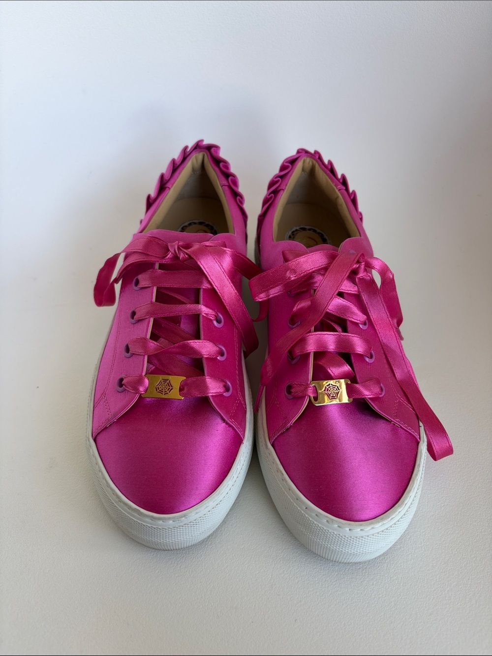 Charlotte Olympia Pluto Pink Satin Sneakers EU 38